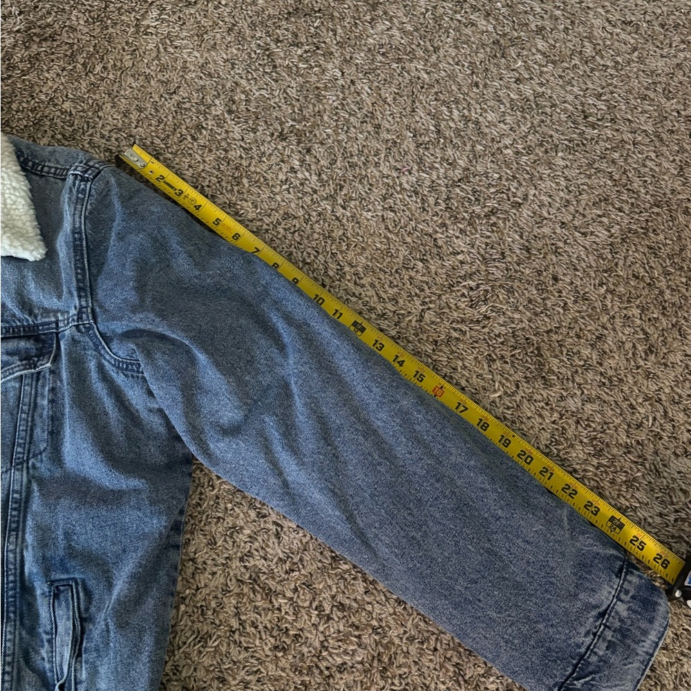 GUESS Men’s Sherpa Lined Denim Jacket | Blue Jean Trucker Coat - Picture 7 of 10